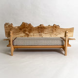 ポプラ 木フレーム 一枚板ソファ 2人掛け 背面 クッションなし