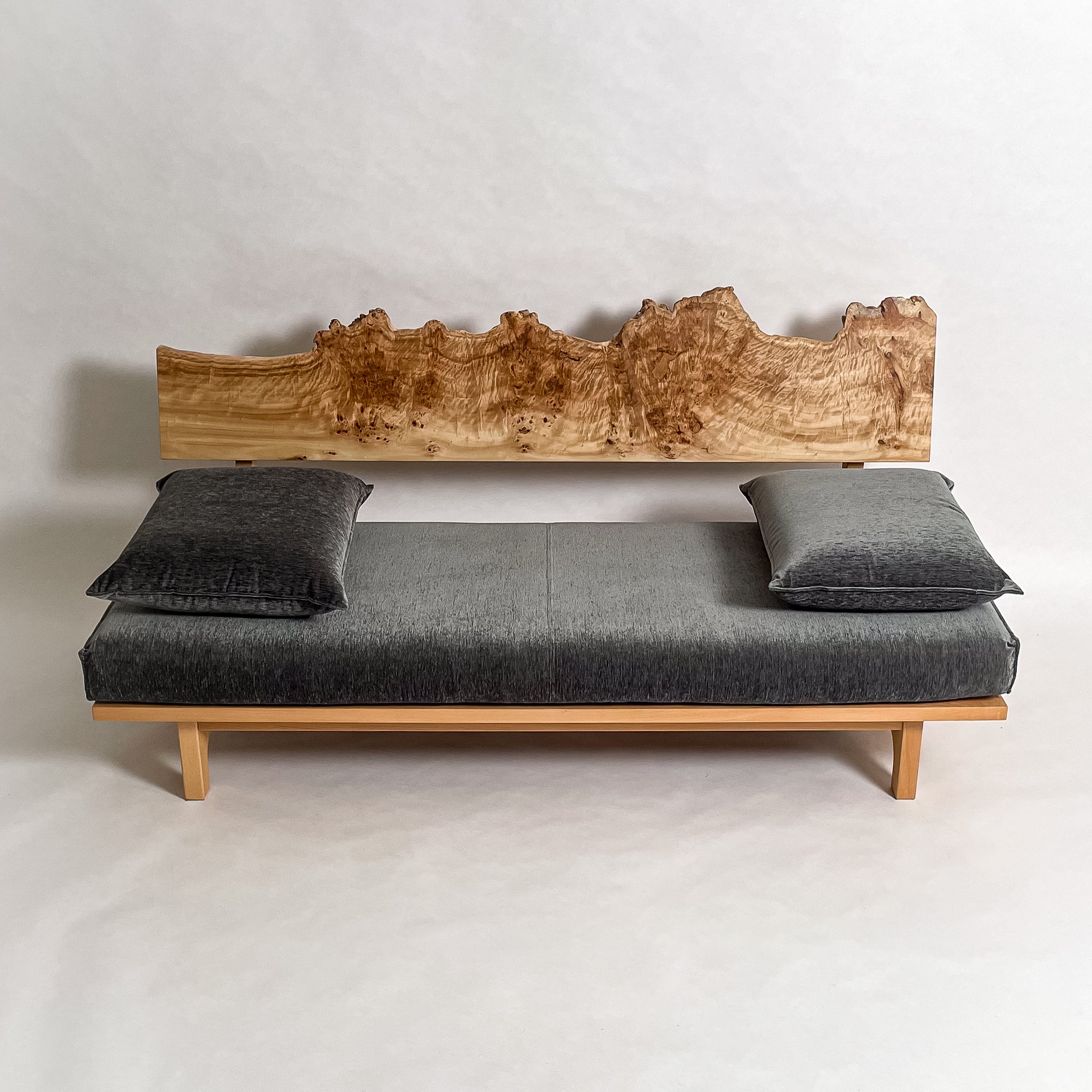 ポプラ 木フレーム 一枚板ソファ 3人掛け 横 クッション横