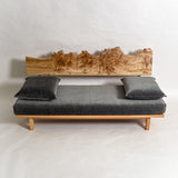 ポプラ 木フレーム 一枚板ソファ 3人掛け 横 クッション横