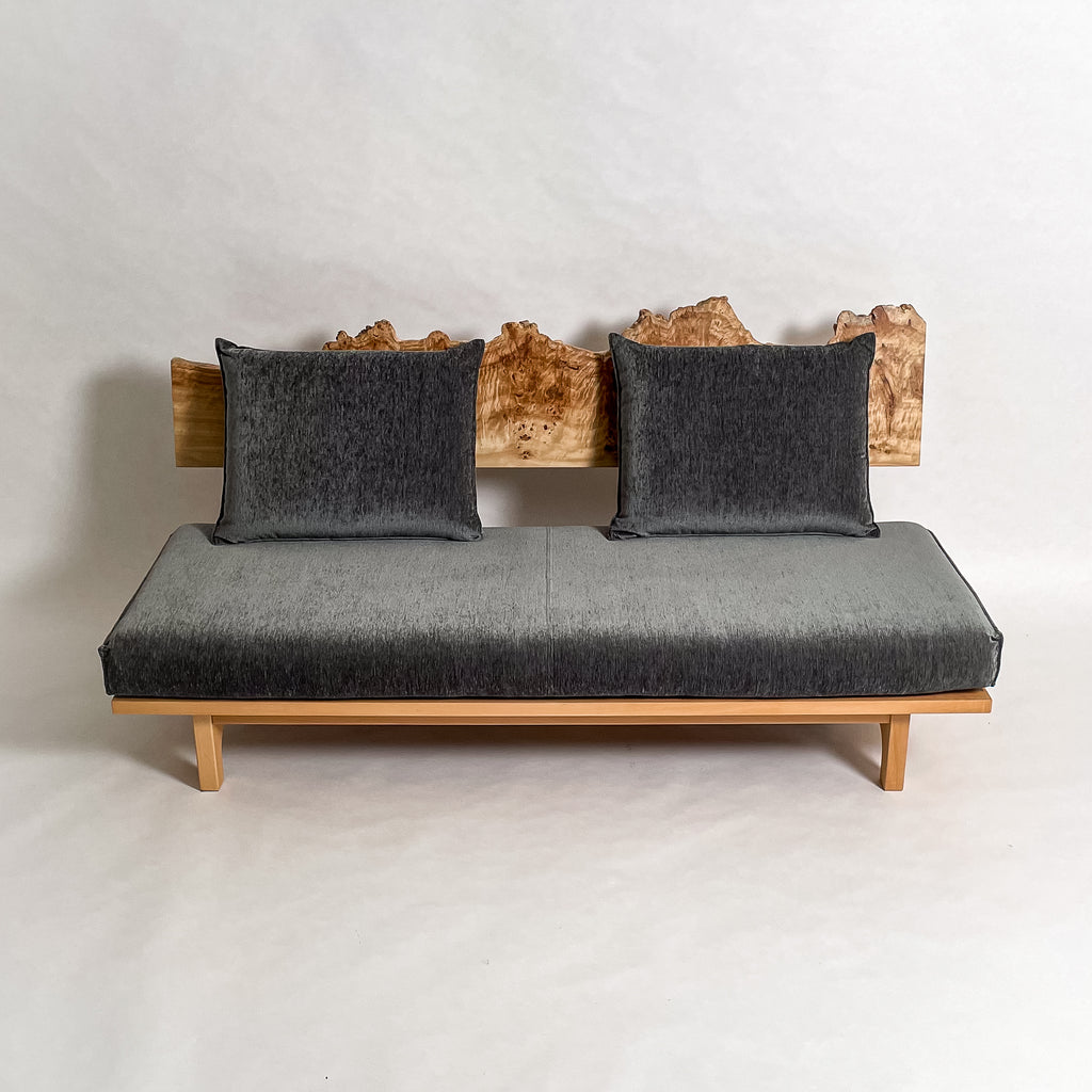 ポプラ 木フレーム 一枚板ソファ 3人掛け 横 クッション背