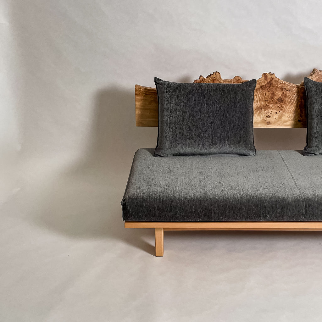 ポプラ 木フレーム 一枚板ソファ 3人掛け 横左半分 クッションあり