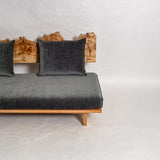 ポプラ 木フレーム 一枚板ソファ 3人掛け 横右半分 クッションあり