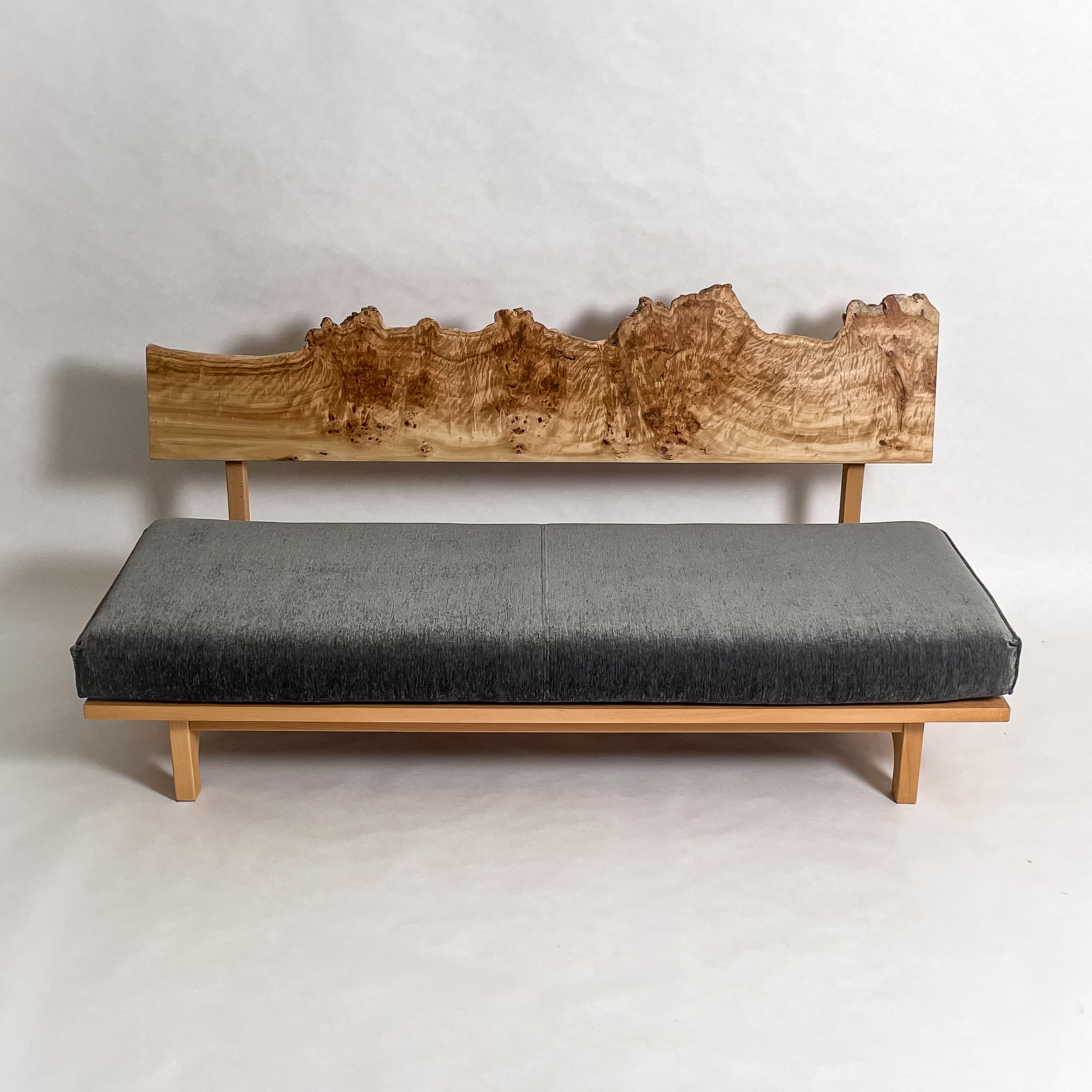 ポプラ 木フレーム 一枚板ソファ 3人掛け 横 クッションなし