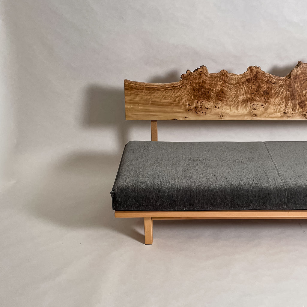 ポプラ 木フレーム 一枚板ソファ 3人掛け 横左半分 クッションなし