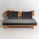 楠 無垢材 一枚板ソファ 3人掛け 斜め クッション背