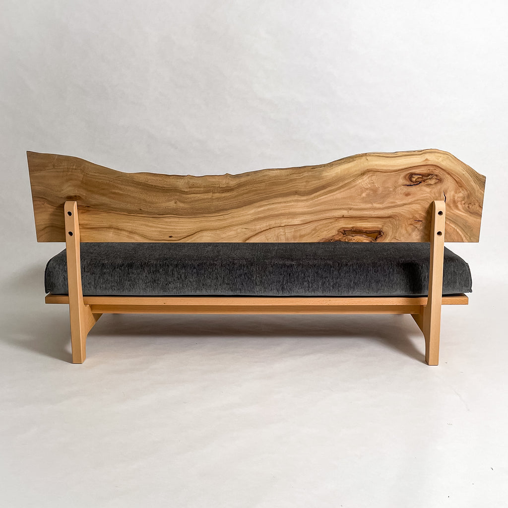 楠 無垢材 一枚板ソファ 3人掛け 背面 クッションなし