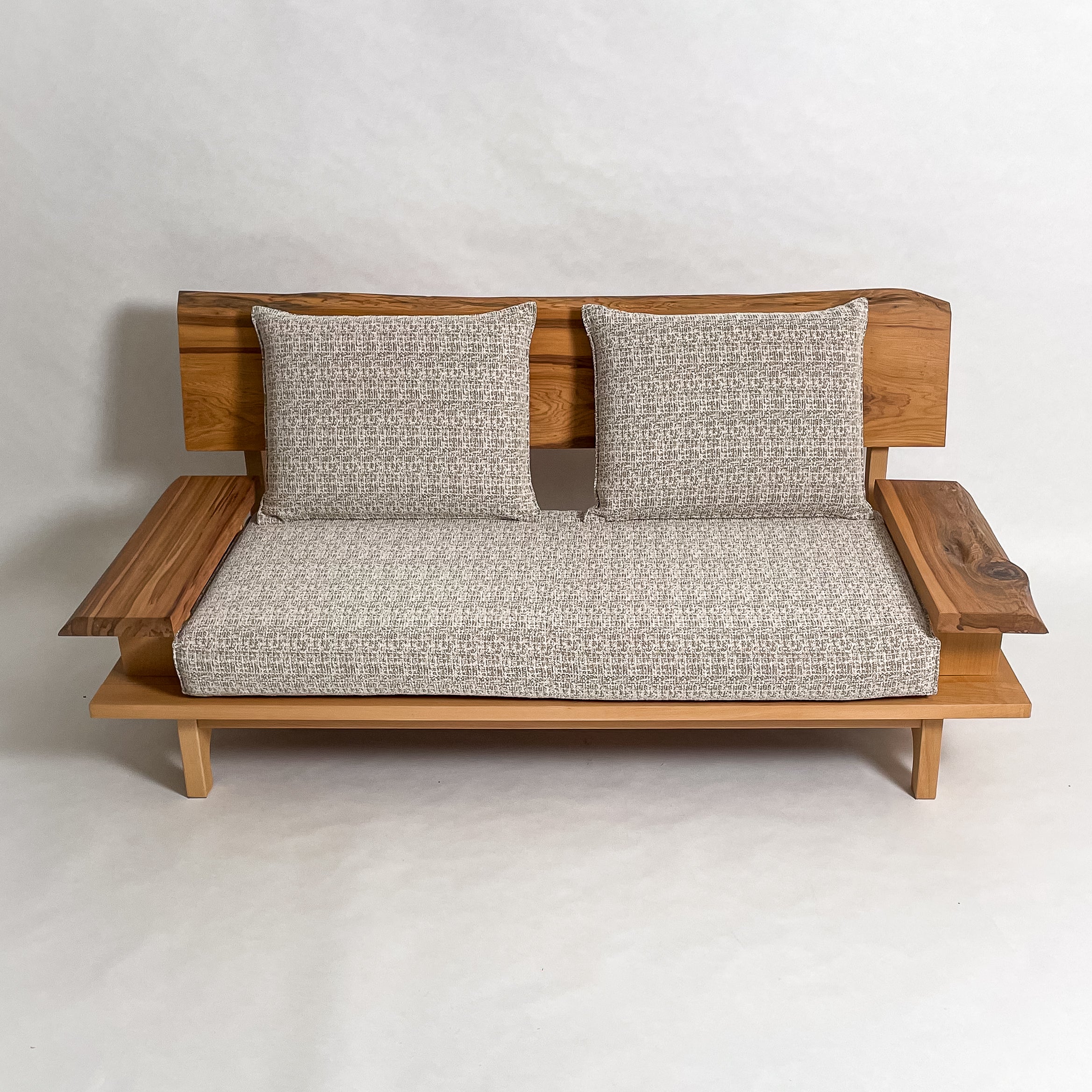 屋久杉 高級 一枚板ソファ 2人掛け 横 クッション背