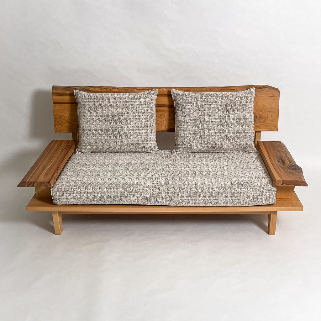屋久杉 高級 一枚板ソファ 2人掛け 横 クッション背