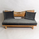 センダン 無垢材 一枚板ソファ 3人掛け 横 クッション斜め