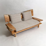 センダン 無垢材 一枚板ソファ 2人掛け 斜め クッション背