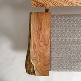 センダン 無垢材 一枚板ソファ 2人掛け 左アーム 肘置き 真上