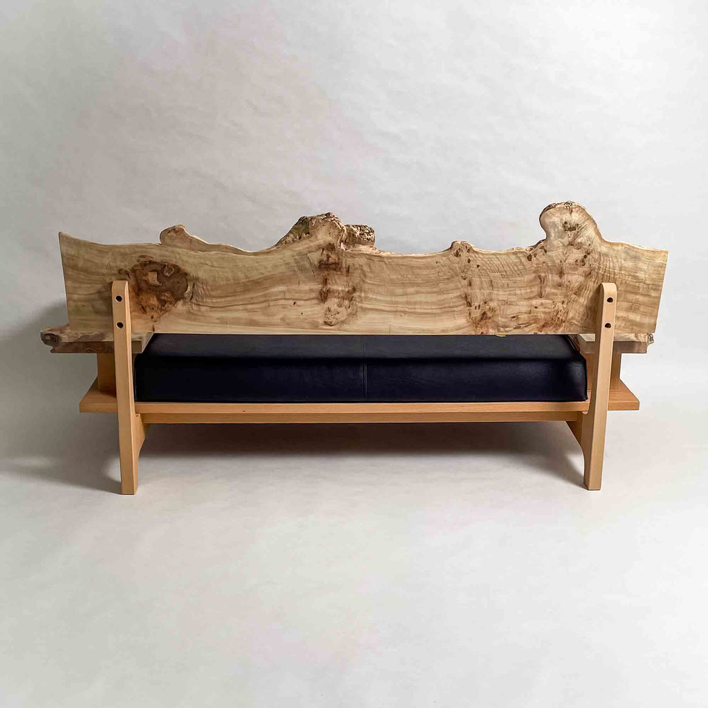 ポプラ 高級 一枚板ソファ 1人掛け 背面 クッションあり