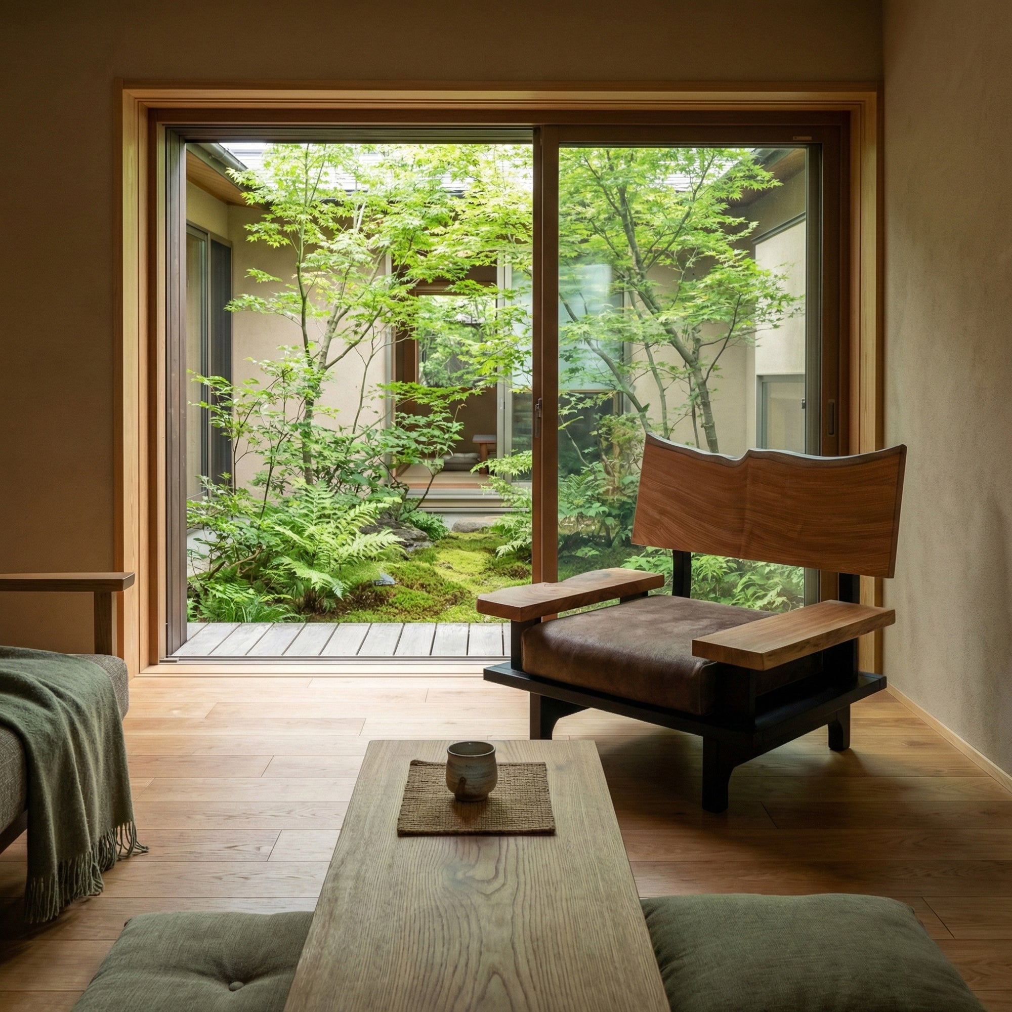 無垢材フレームの木目と厚みがわかるアップ