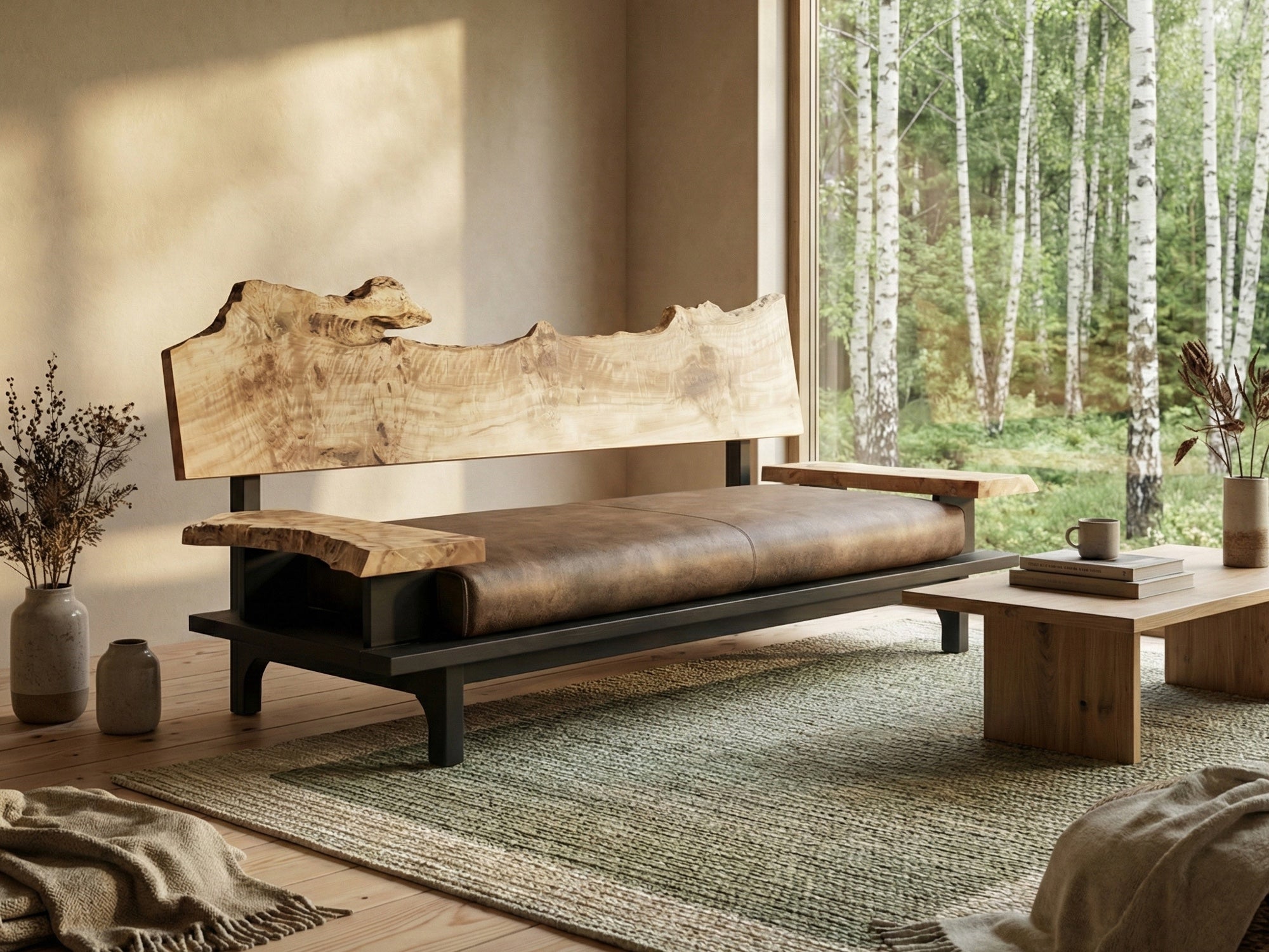 一枚板の連続した木目が分かるフレームイメージ